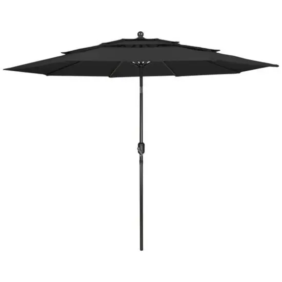 9.75ft. Outdoor Patio Market Umbrella with Hand Crank & Tilt Black {1}