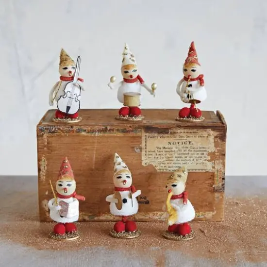 Hello Honey&reg; 4" Vintage Reproduction Marching Band Figurine Set with Instruments & Glitter {3}