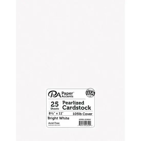 PA Paper&trade; Accents Bright White 8.5" x 11" 105lb. Pearlized Cardstock, 25 Sheets {1}