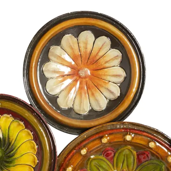 Green & Yellow Iron Floral Plates Wall Decoration {3}
