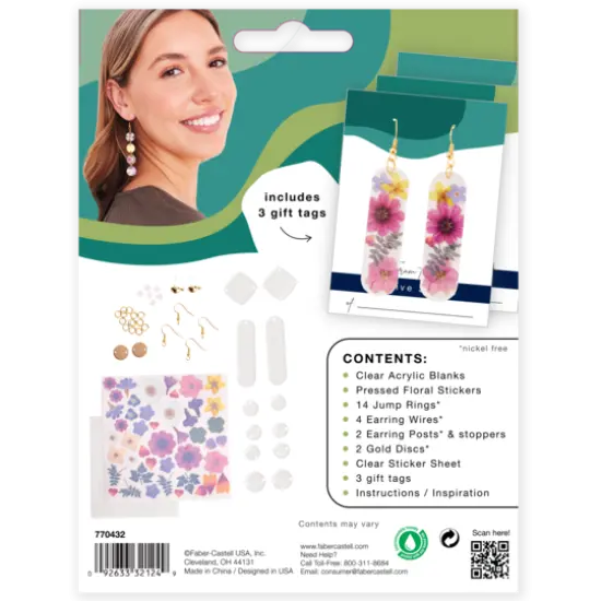 Faber-Castell&reg; Pressed Floral Acyrlic Earings {8}
