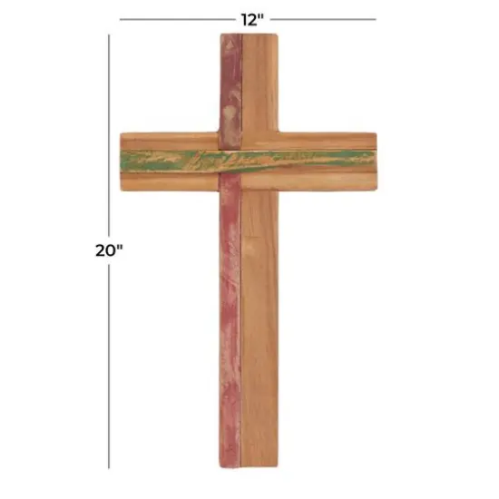 Brown Wood Industrial Cross Wall Decor, 20" x 12" x 2" {11}
