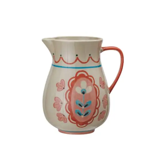 Hello Honey&reg; 9.5" Multicolor Floral Stoneware Pitcher with Handle {3}