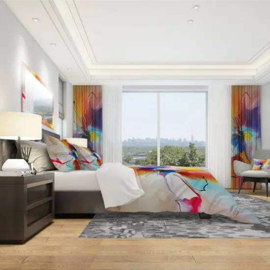 Designart 'Creative Flower in Multiple Colors' Modern & Contemporary Bedding Set - Duvet Cover & Shams {5}