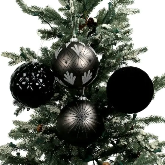 4 Pack 120mm Black Shatterproof Ball Ornaments by Ashland&reg; {4}