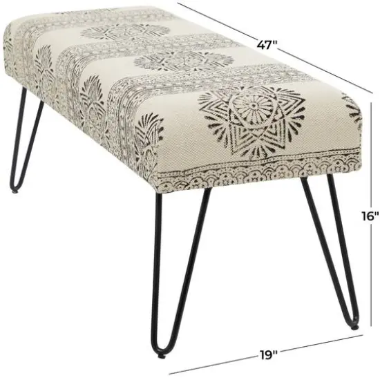 47" White Metal Floral Bench with Metal Hairpin Legs {7}