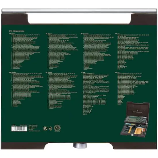 Faber-Castell 85 Piece Pitt Monochrome Drawing Set with Wood Case {6}