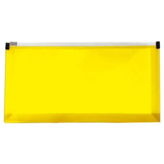 JAM Paper 5" x 10" Plastic Zip Closure Envelopes, 12ct. Yellow {1}