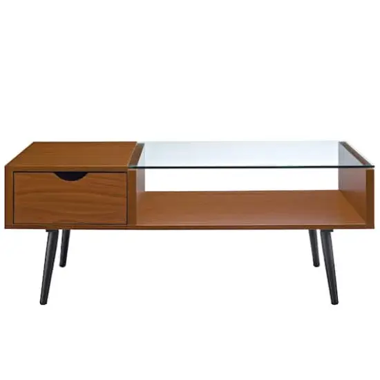 Acorn Mid Century Modern Wood and Glass Coffee Table {1}