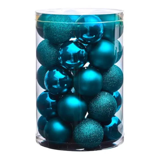 30ct. 2.5" Teal Shatterproof Christmas Ornaments {4}