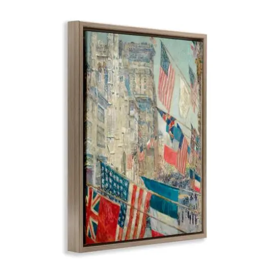 Stupell Industries Classic Americana Flags Floater Framed Art Brown {4}