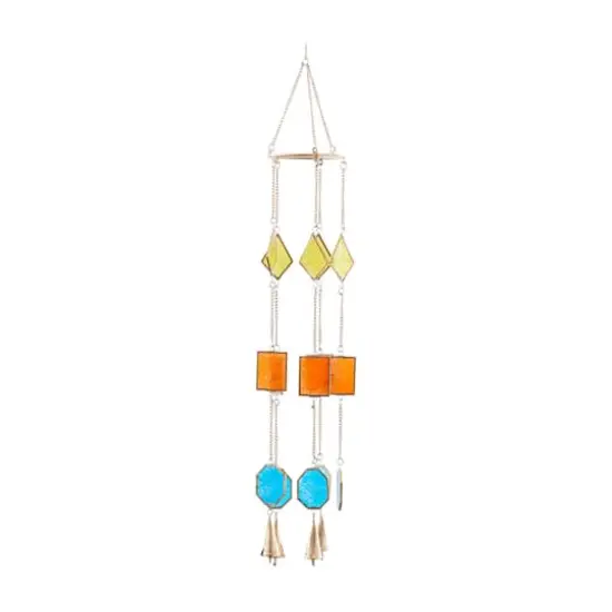 Multi Colored Contemporary Geometric Windchime, 7" x 2" x 35" {1}