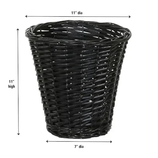 Household Essentials 7" Woven Wicker Waste Basket Black {5}