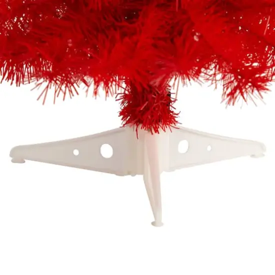 2ft. Pre-Lit Red Artificial Christmas Tree, Warm White LED Lights {6}