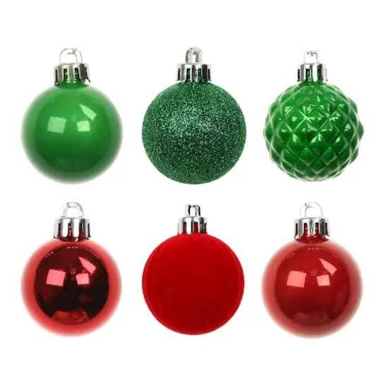 7 Pack 1.5" Red, Green & White Shatterproof Ball Ornaments by Ashland&reg; {3}