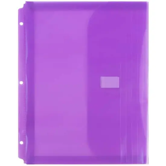 JAM Paper 9.5" x 11.5" Hook & Loop Closure 3-Hole Punch Plastic Envelopes, 12ct. Purple {1}