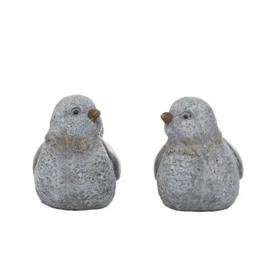 13" Gray Stone Country Bird Garden Sculpture Set {6}
