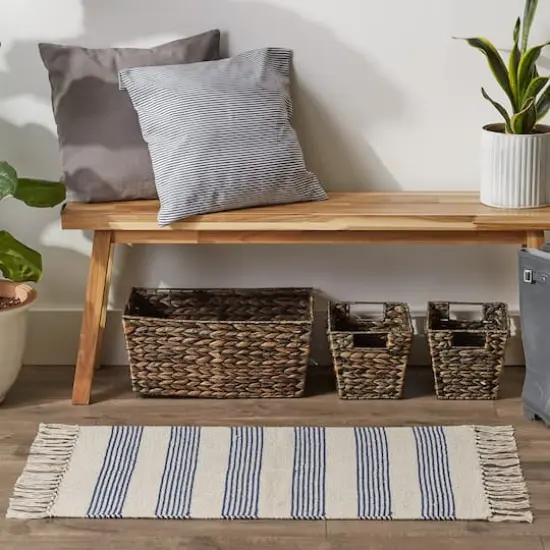 DII&reg; French Blue Ticking Stripe Hand-Loomed Rug, 2ft. x 3ft. {4}