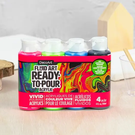 DecoArt&reg; Fluid Art Ready to Pour Acrylic&trade; Neon Blast Paint Pack {4}