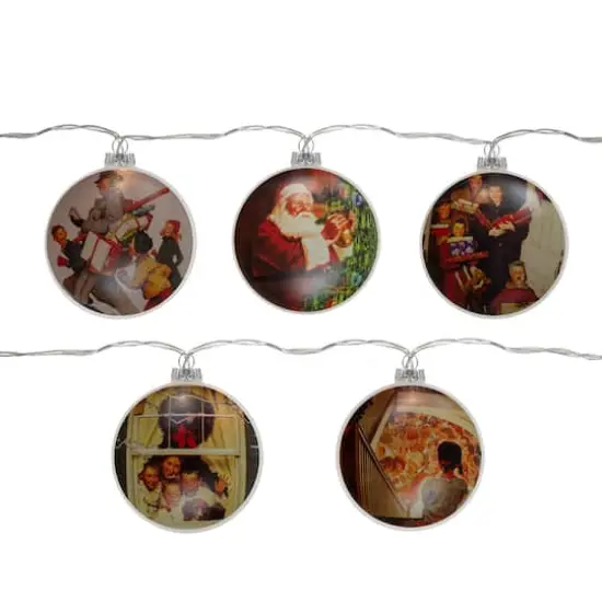 Norman Rockwell Glass Christmas Disc Lights Set, 5ct. {1}