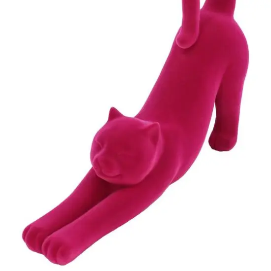 12" Flocked Stretching Halloween Tabletop Cat by Ashland&reg; Hot Pink {4}