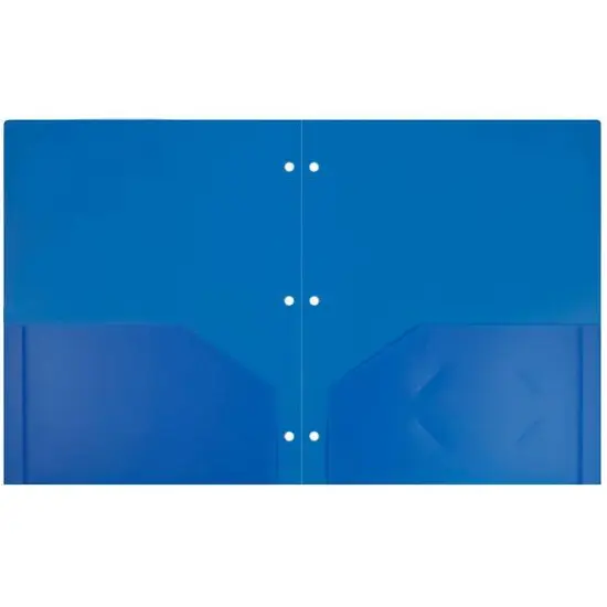 JAM Paper 3-Hole Heavy Duty Plastic Pocket Folder, 6ct. Blue {4}