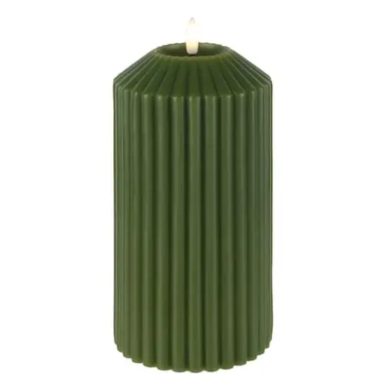 8" Ribbed Wax LED Pillar Candle by Ashland&reg; Green {3}