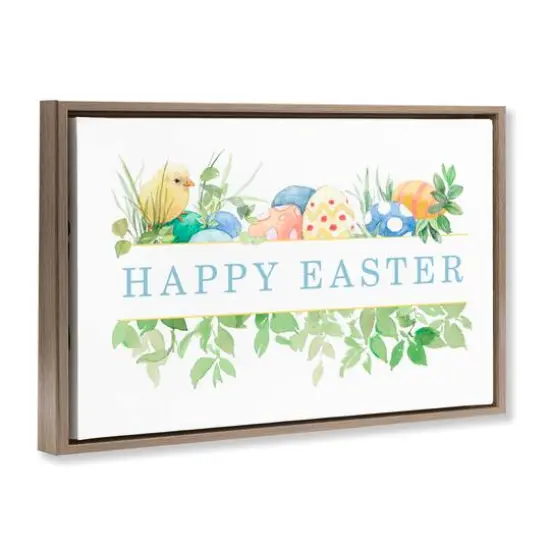 Stupell Industries Floral Happy Easter Floater Framed Art Brown {4}