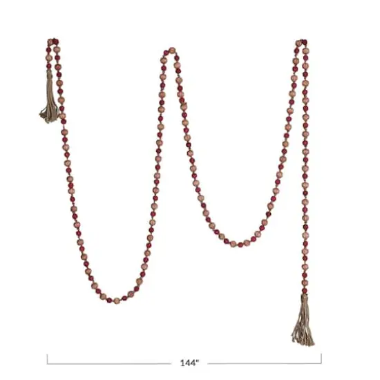 Hello Honey® 12ft. Pink & Red Paulownia Wood Beads with Jute Tassels Garland {6}