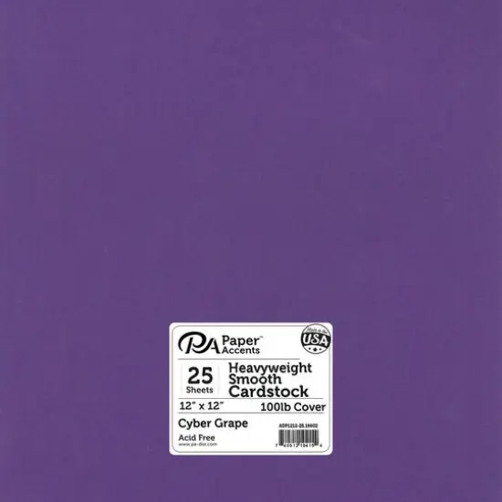 PA Paper&trade; Accents Smooth 12"x 12" Heavyweight Cardstock, 25 Sheets Cyber Grape {1}