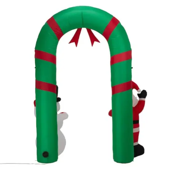 Glitzhome&reg; 8ft. Inflatable Santa Snowman Gate Arch {4}