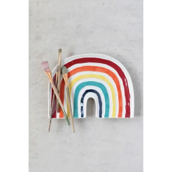 Hello Honey&reg; 9.5" Hand-Painted Debossed Stoneware Rainbow Plate {3}