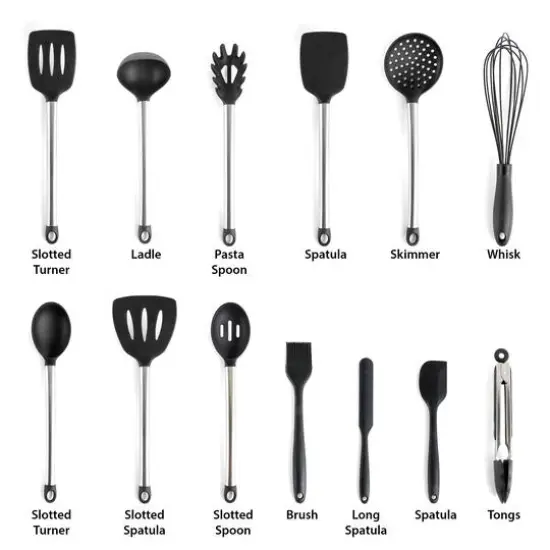 MegaChef Gray Silicone & Stainless Steel Cooking Utensils Set, 14ct. {11}