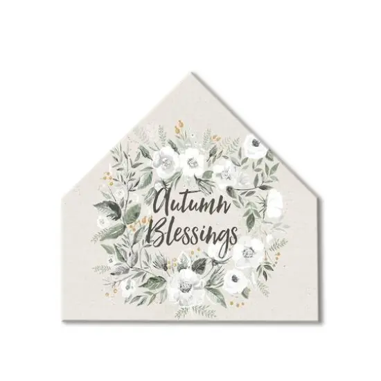 Sage Floral Wreath House Shaped Hanging Canvas {1}