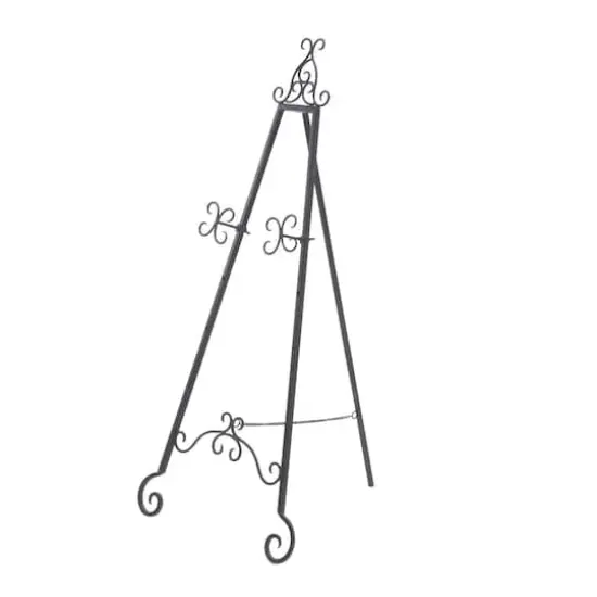 Traditional Black Iron Floor Easel, 46" x 21" x 22" {5}
