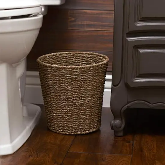 Household Essentials Seagrass Wicker Waste Basket {3}