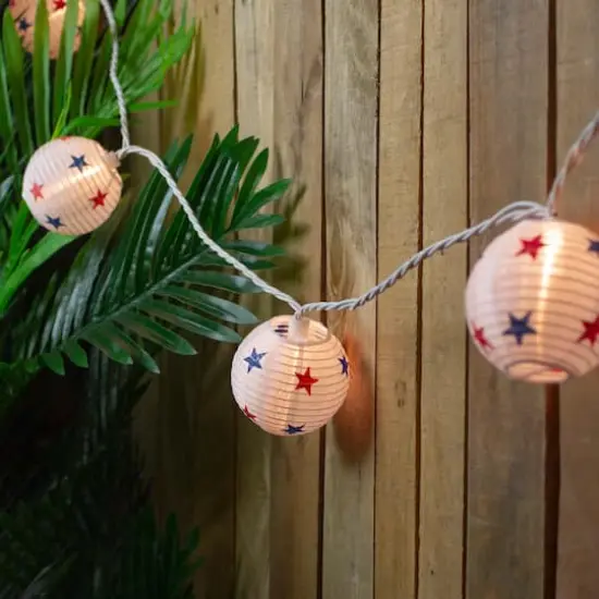 10ct. Red, White & Blue Star 4th of July Paper Lantern Lights {3}