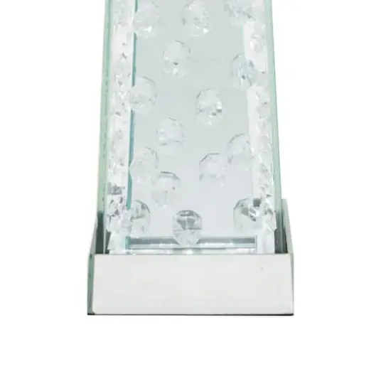 14'' Silver Glass Glam Candlestick Holder {4}