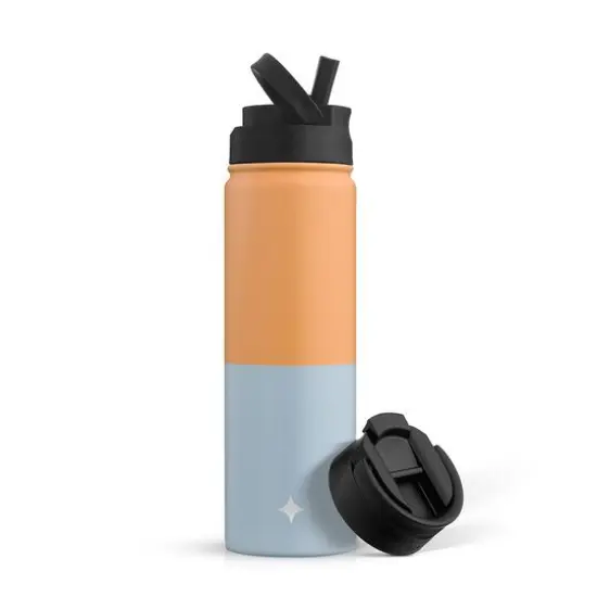 JoyJolt® 22oz. Triple Insulated Water Bottle with Flip Lid & Sport Straw Lid Green {2}