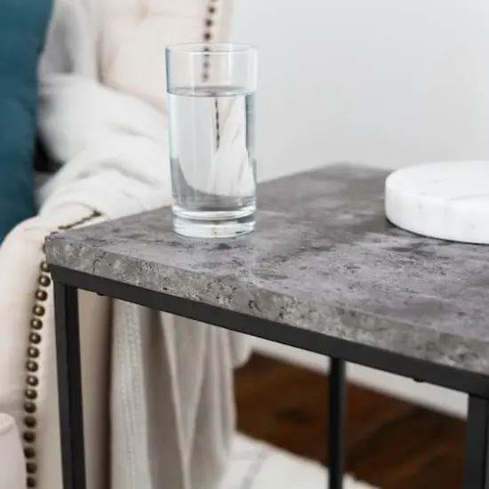 Walker Edison Modern Square Side Table Dark Concrete {7}