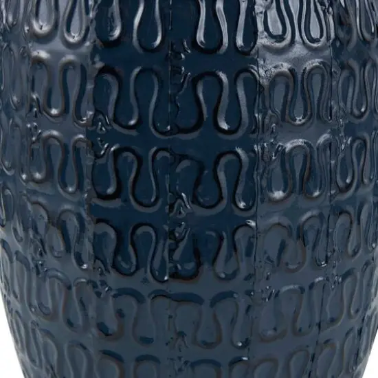 20" Dark Blue Metal Dimensional Textured Vase {5}