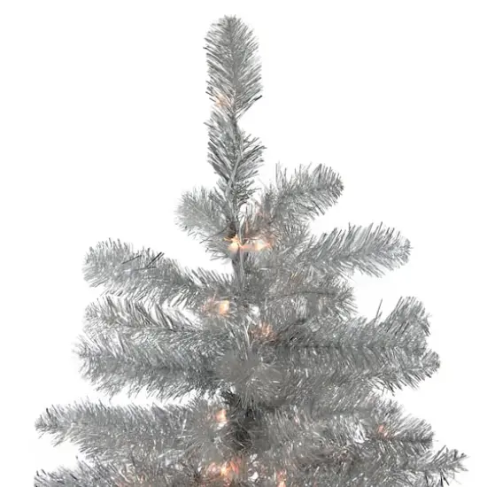 7.5ft. Pre-Lit Full Metallic Tinsel Artificial Christmas Tree, Clear Lights {3}