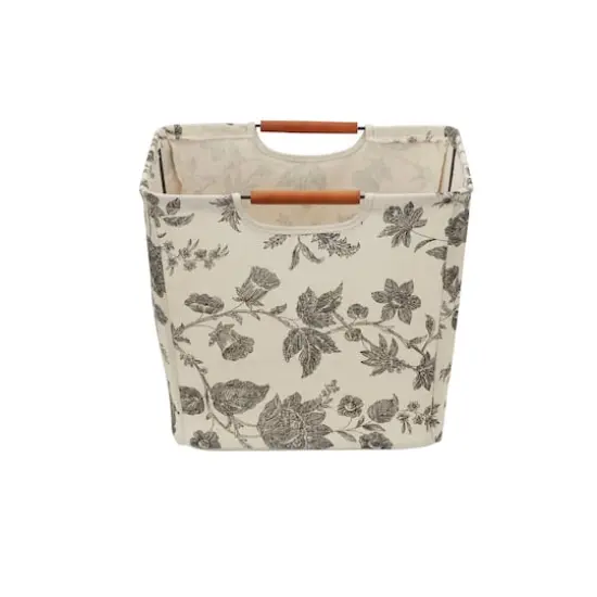 Household Essentials Storage Bin with Wood Handles (Medium, Floral) {5}