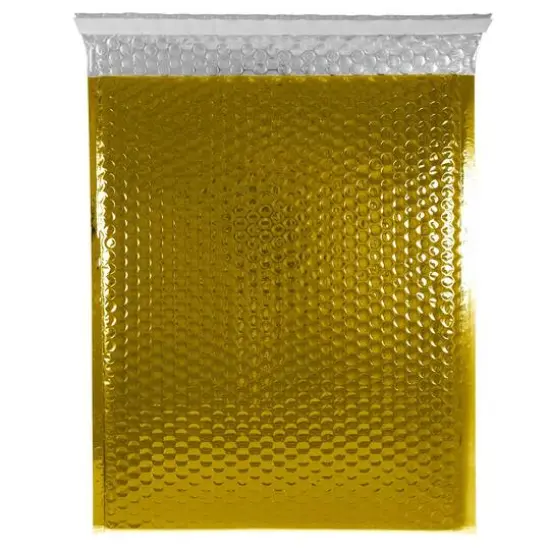 JAM Paper 12" x 15.5" Bubble Padded Mailers with Self Adhesive Closure, 12ct. Gold Metallic {1}