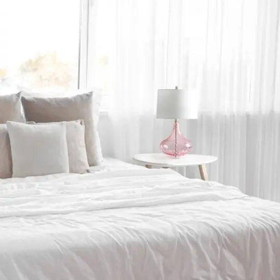 Lalia Home Classix 24" Pink Wavy Colored Glass Table Lamp {5}