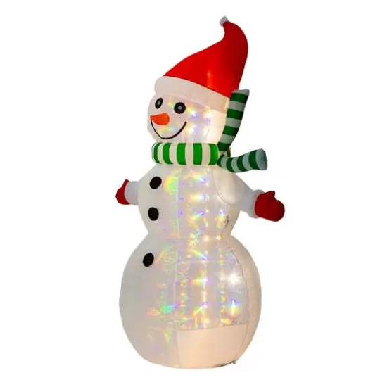 Glitzhome&reg; 8ft. LED Lighted Icy Snowman Inflatable D&eacute;cor {5}