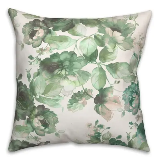 Classic Watercolor Flowers 18" x 18" Throw Pillow {3}