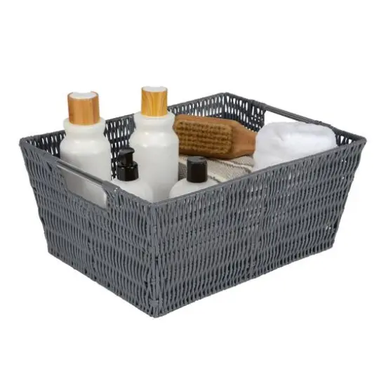Simplify Charcoal Rattan Tote Basket Set, 3ct. {14}