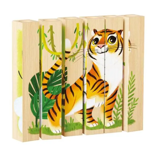 Quercetti&reg; Endangered Animals Mix-N-Match Wood Puzzle {4}