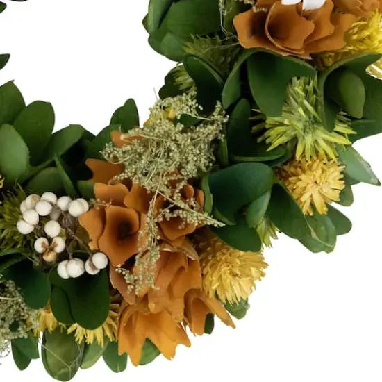 11" Orange Mixed Floral Artificial Spring Wreath {5}